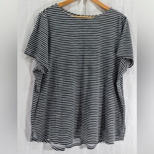 Woman Within Short-Sleeve Striped Tee in Black & White